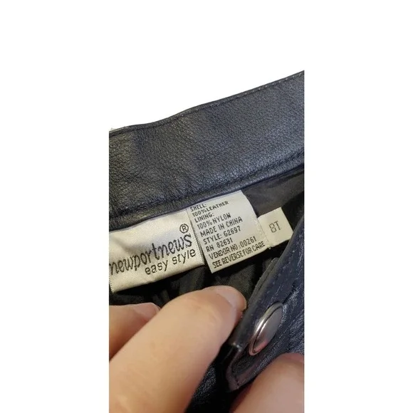 Newport News 8 Tall Black Leather Boot Cut Pant Moto Biker Minimalist Matrix